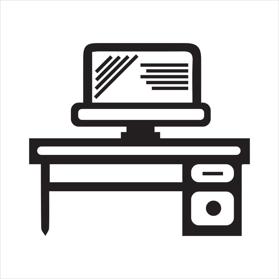 Line Drawing of an Office Desk vector