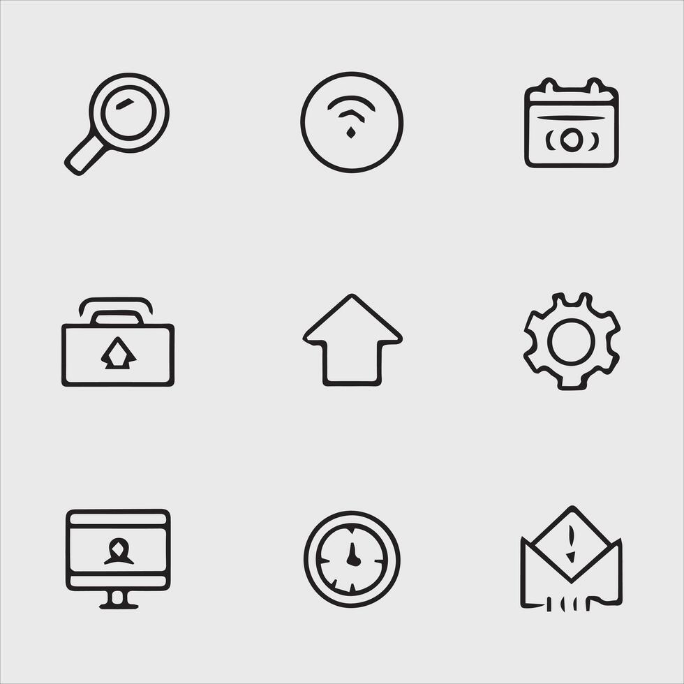Minimal Line Icons for Office Items vector