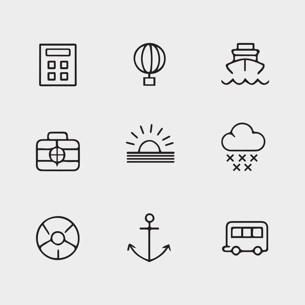 Modern Office Item Line Icon Collection vector