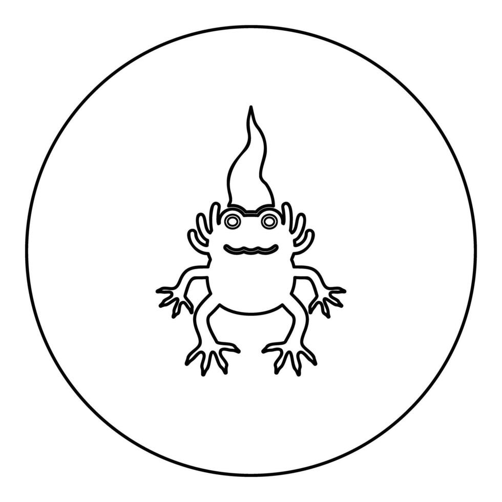 Axolotl ambystoma mexicanum front view icon in circle round black color illustration image outline contour line thin style vector