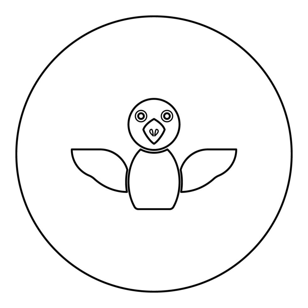 Bird icon in circle round black color illustration image outline contour line thin style vector