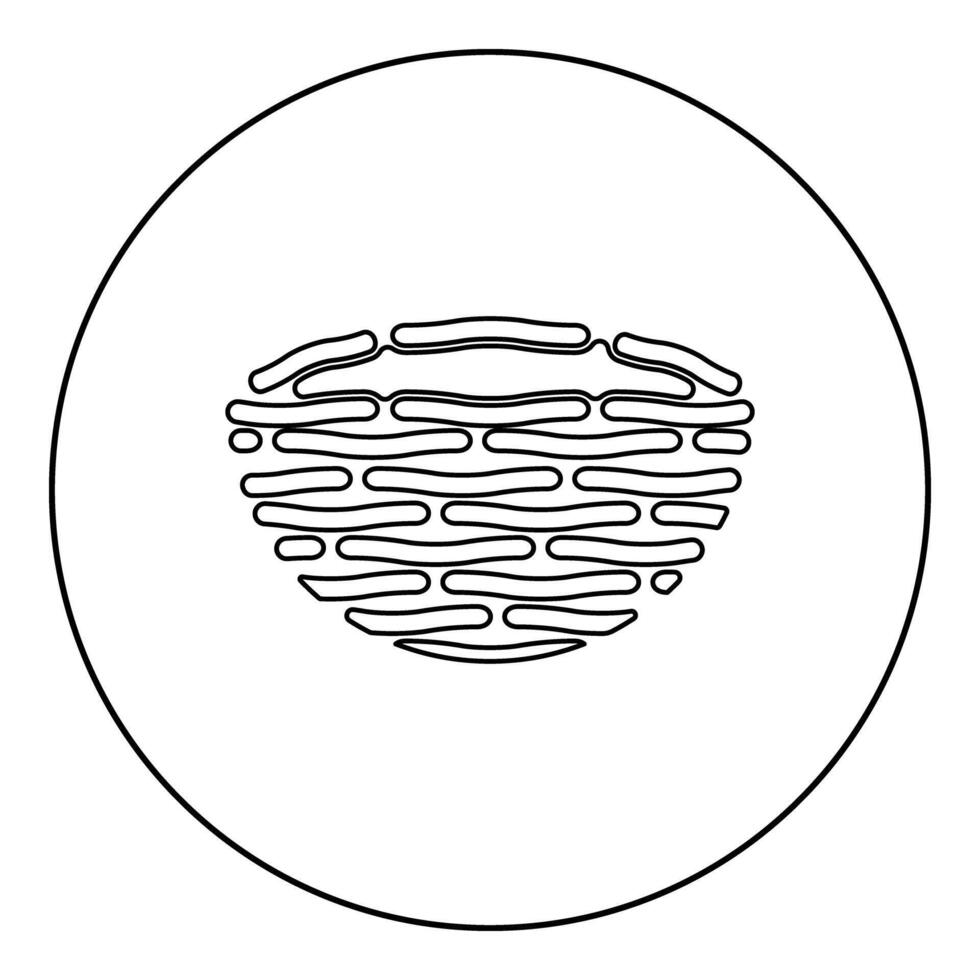 Bird's nest bird icon in circle round black color illustration image outline contour line thin style vector