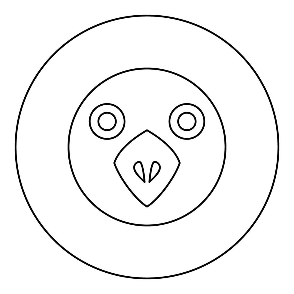 Head of bird icon in circle round black color illustration image outline contour line thin style vector