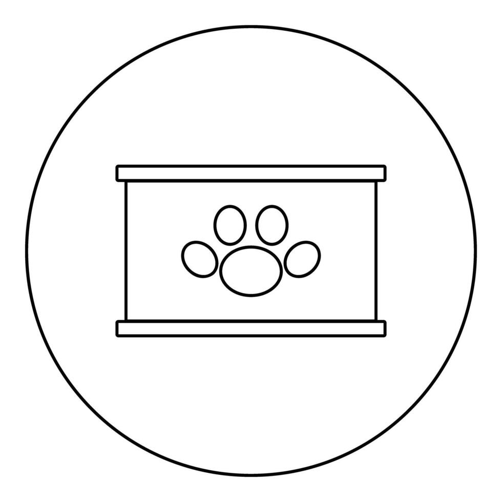 Canned pet food can dog care icon in circle round black color illustration image outline contour line thin style vector