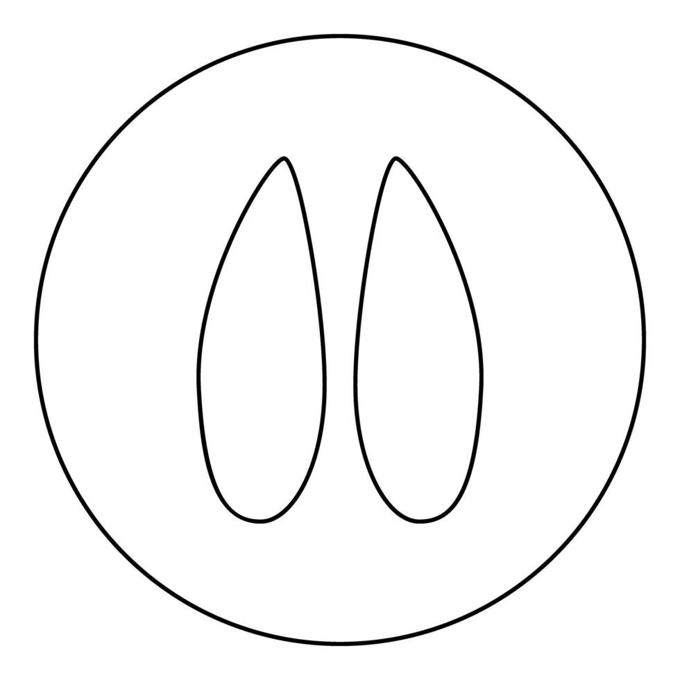 Hoof print elk icon in circle round black color illustration image outline contour line thin style vector