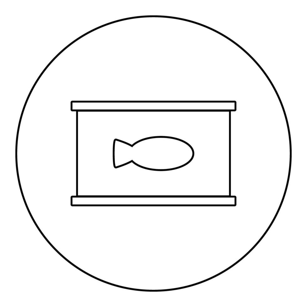 Canned pet food can cat care icon in circle round black color illustration image outline contour line thin style vector
