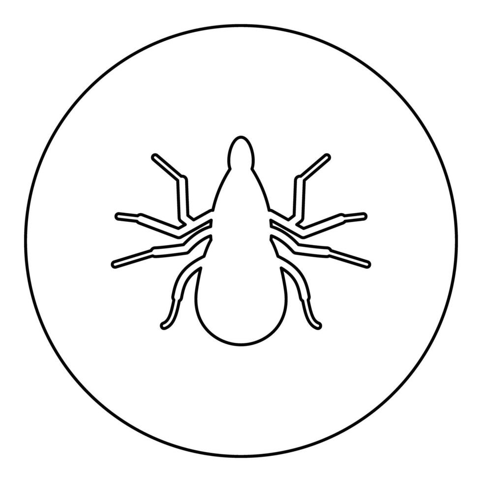 Tick mite icon in circle round black color illustration image outline contour line thin style vector