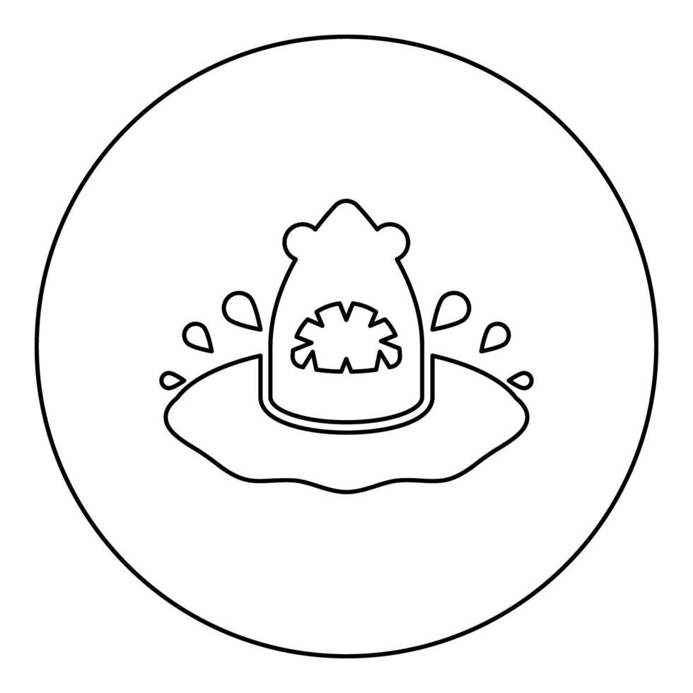 Shark's head in the water with splash icon in circle round black color illustration image outline contour line thin style vector