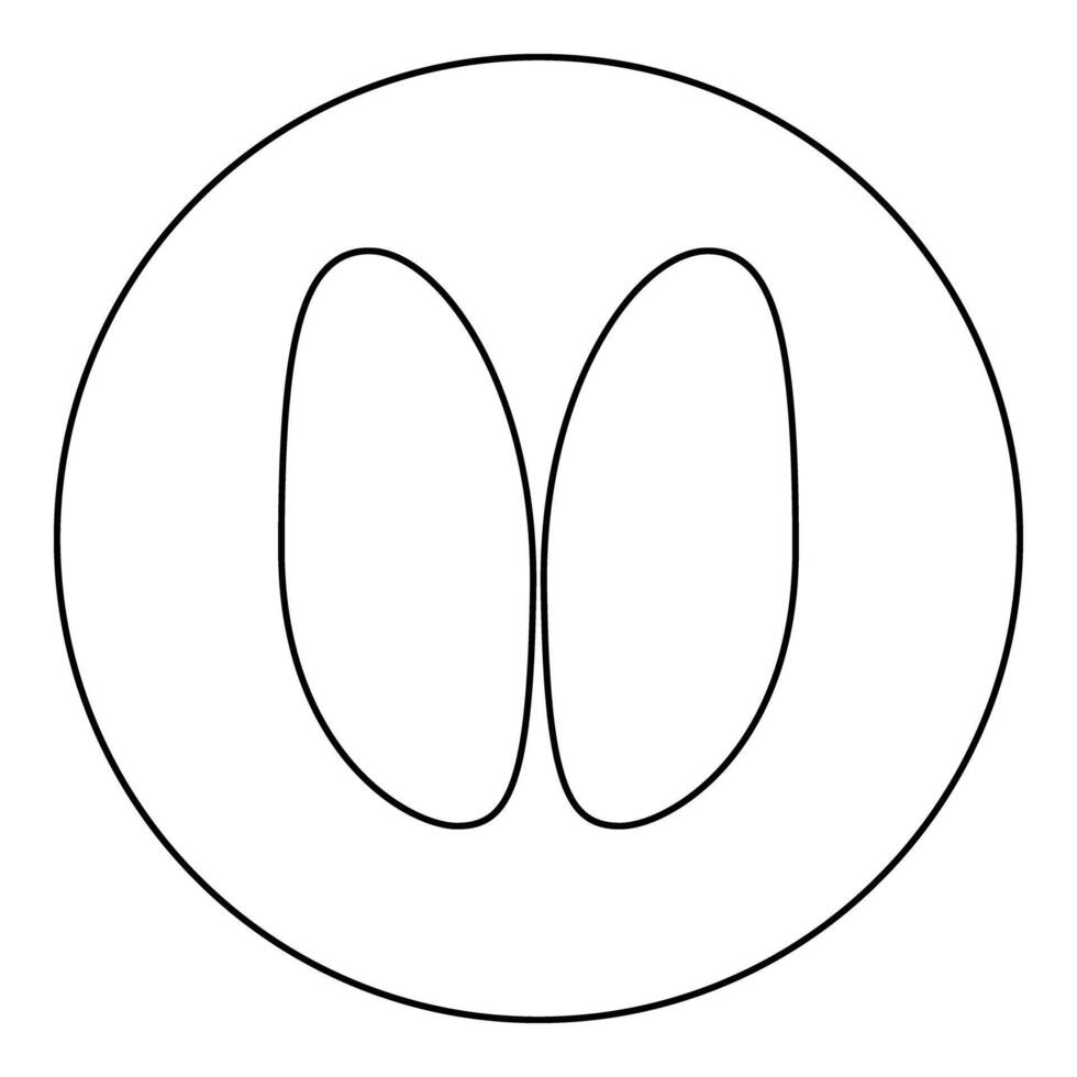 Hoof print sheep ewe ram wether icon in circle round black color illustration image outline contour line thin style vector