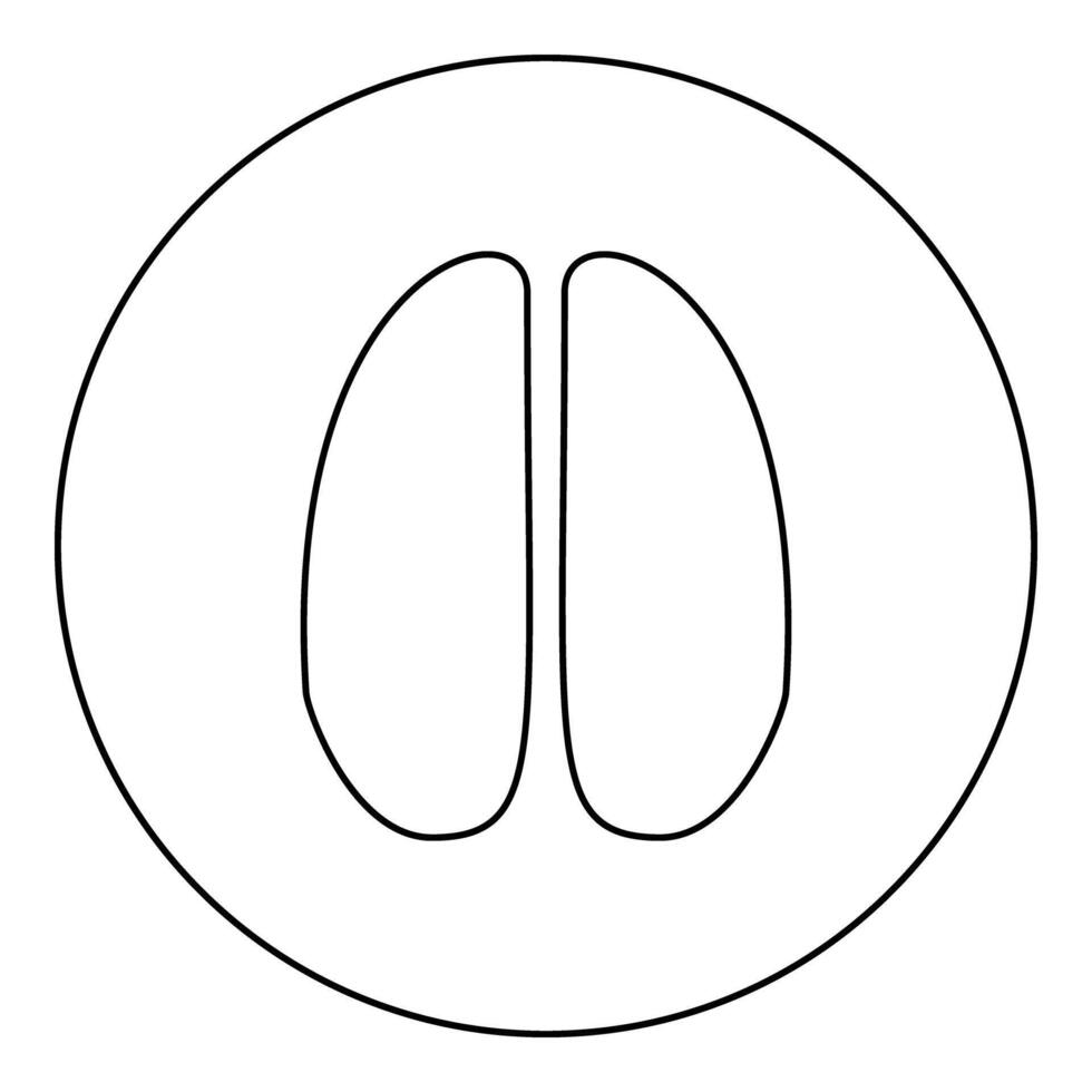 Hoof print deer icon in circle round black color illustration image outline contour line thin style vector