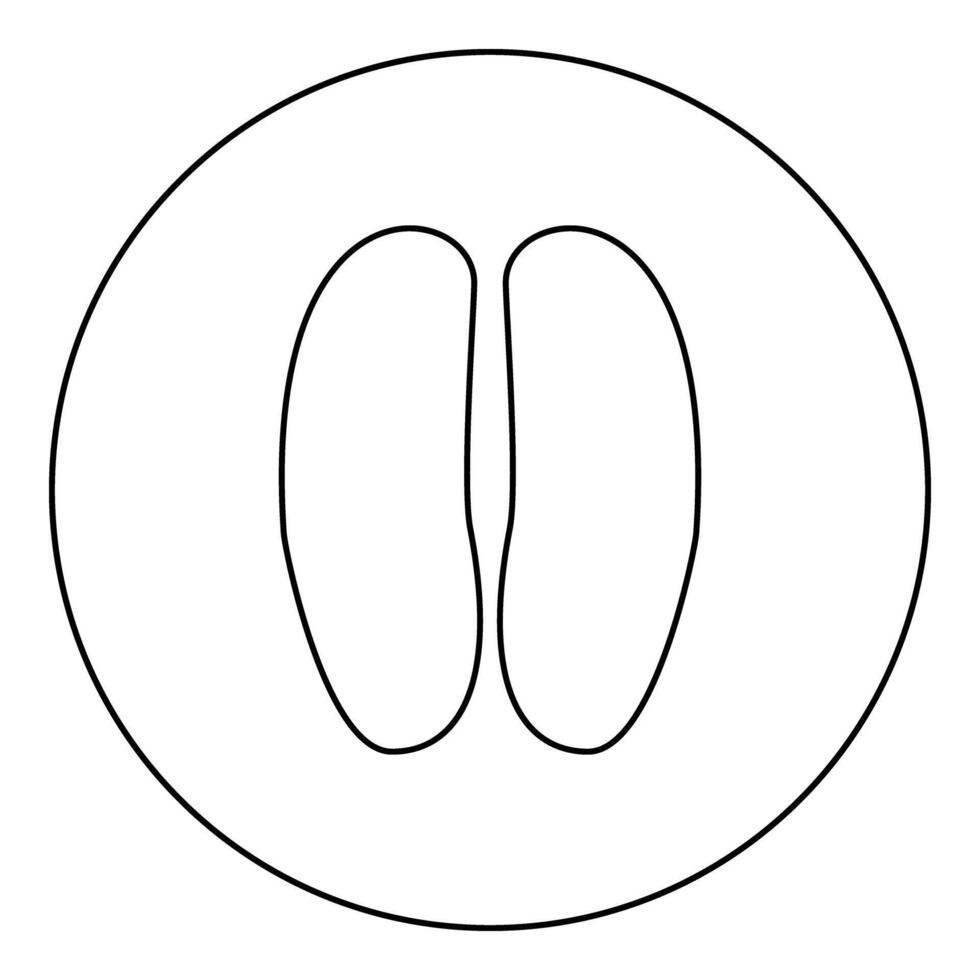 Hoof print cow bull icon in circle round black color illustration image outline contour line thin style vector