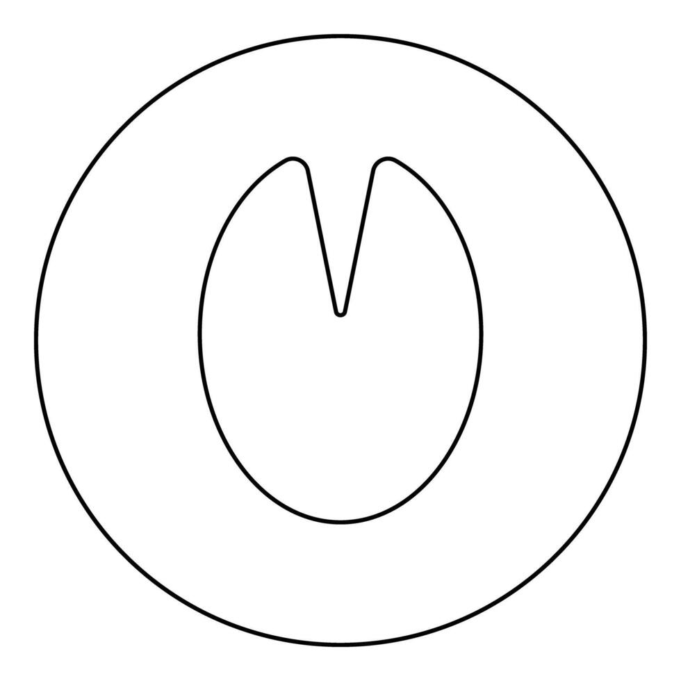 Hoof print of horse mare icon in circle round black color illustration image outline contour line thin style vector