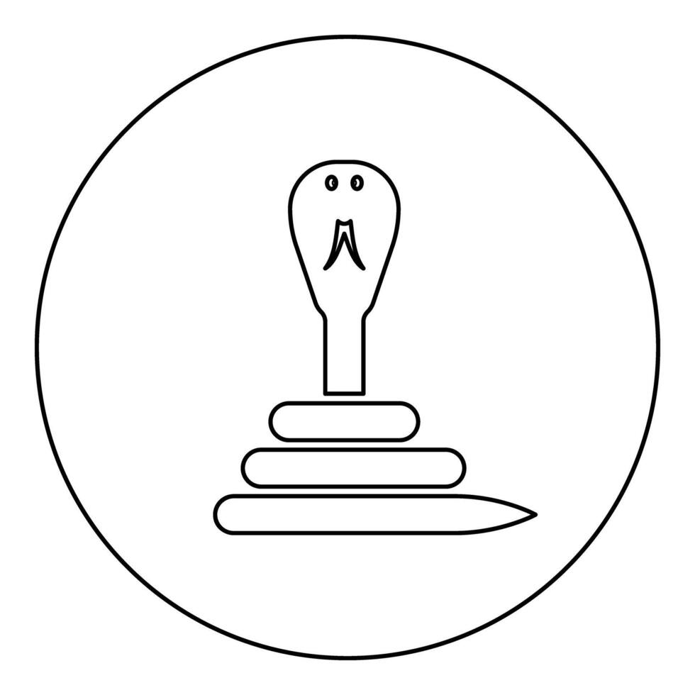 Cobra twisted icon in circle round black color illustration image outline contour line thin style vector