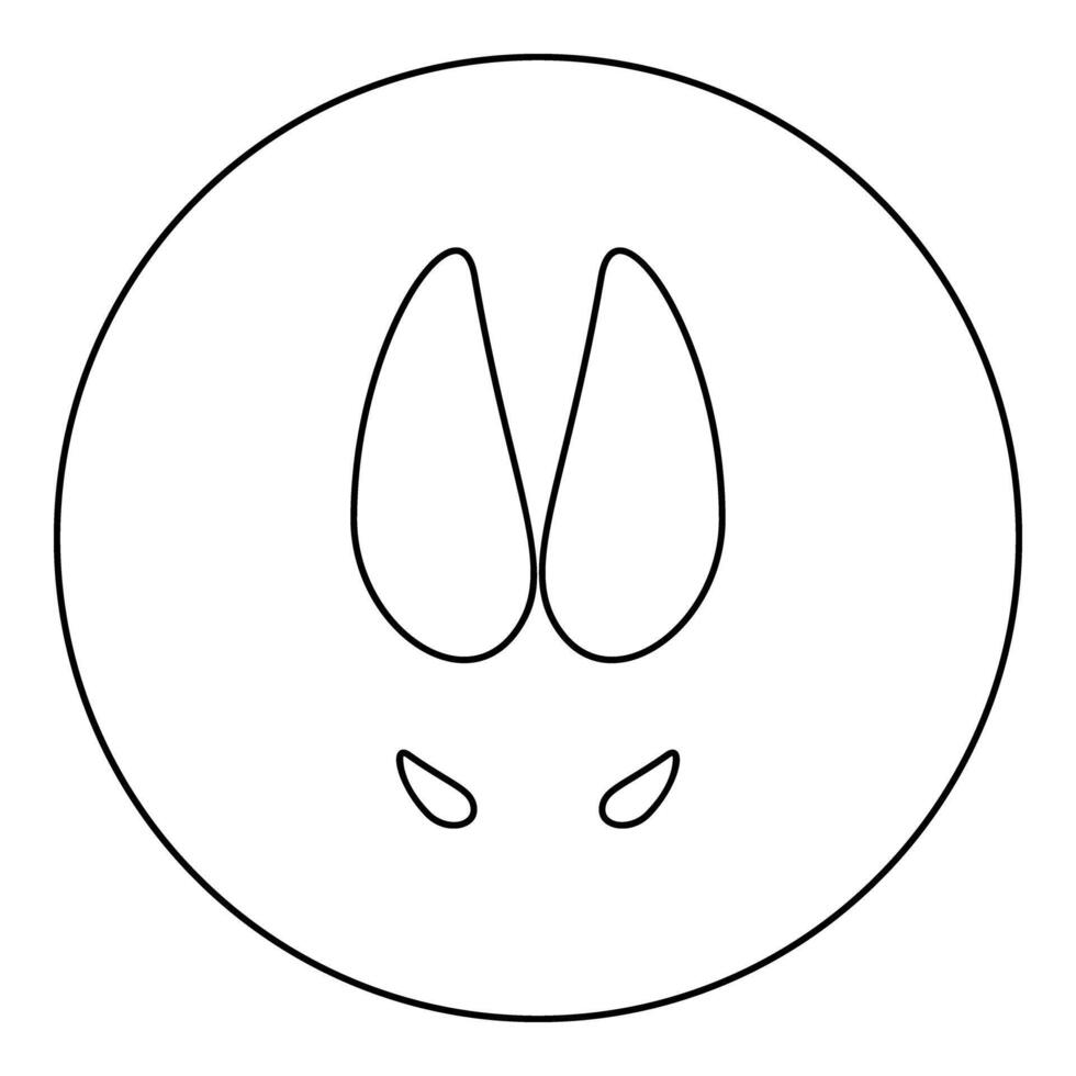 Hoof print wild boar hog icon in circle round black color illustration image outline contour line thin style vector