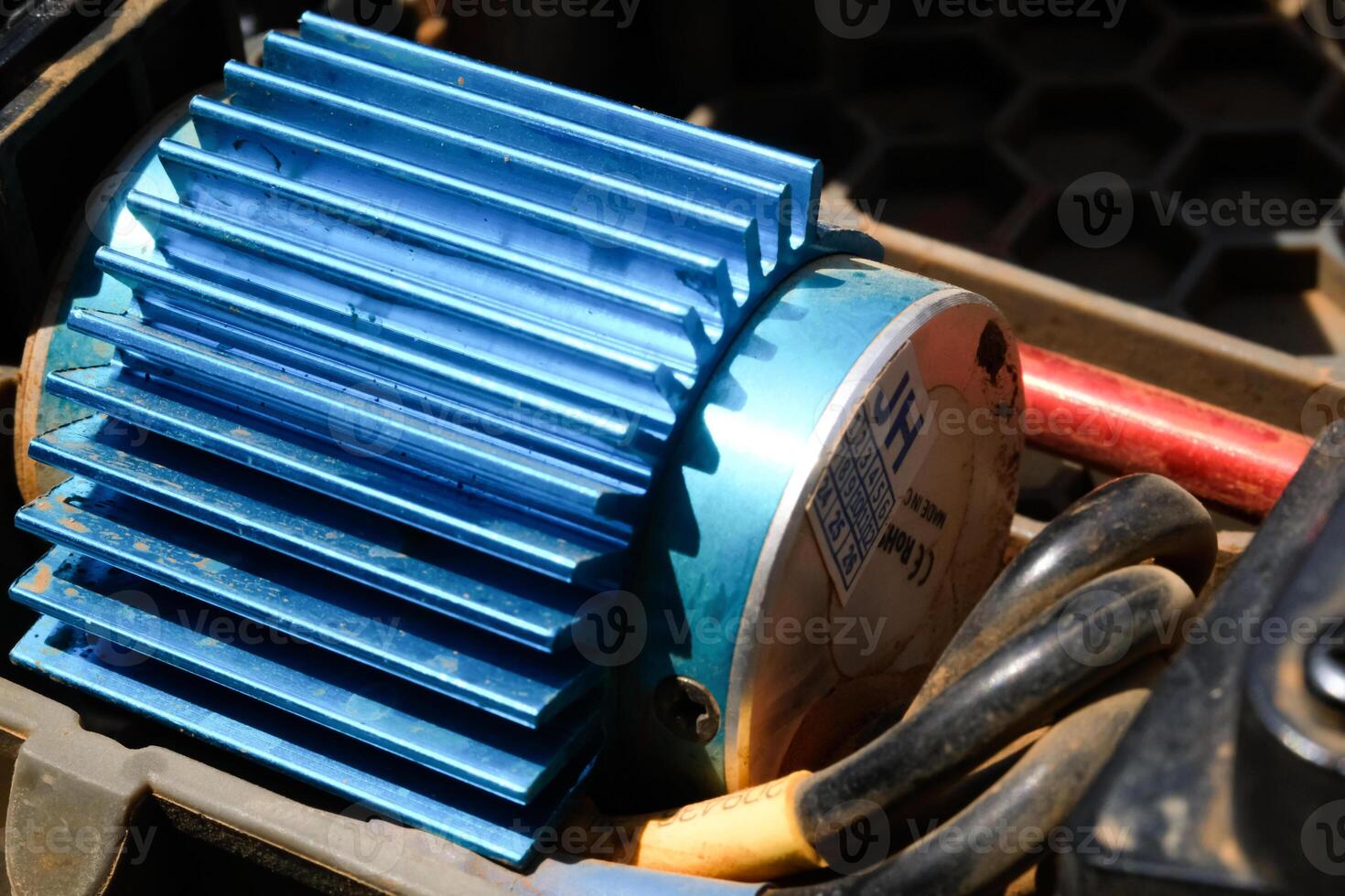 Remote Control Car Brushless Motors Part in blue Color. Blue Brushless Dinamo with heatsink powered by 3700KV with speeds up to 60 Kmhour. Toy Parts. Hobbies and leisures. photo