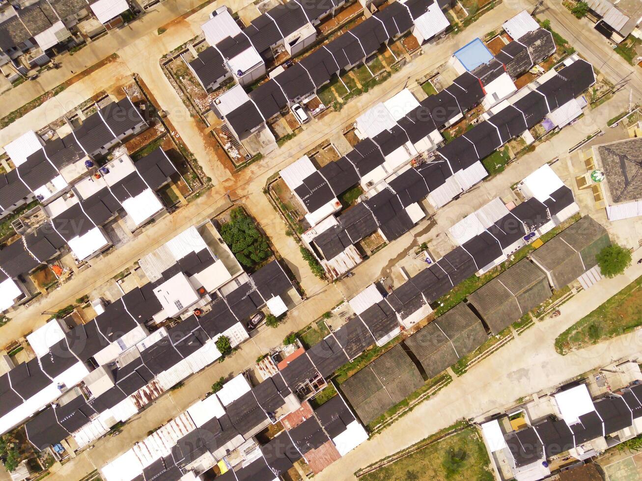 Real Estate development on the edge of Bandung City from an Aerial perspective. New housing development to accommodate significant population growth in West Java, Indonesia. Construction Industry photo