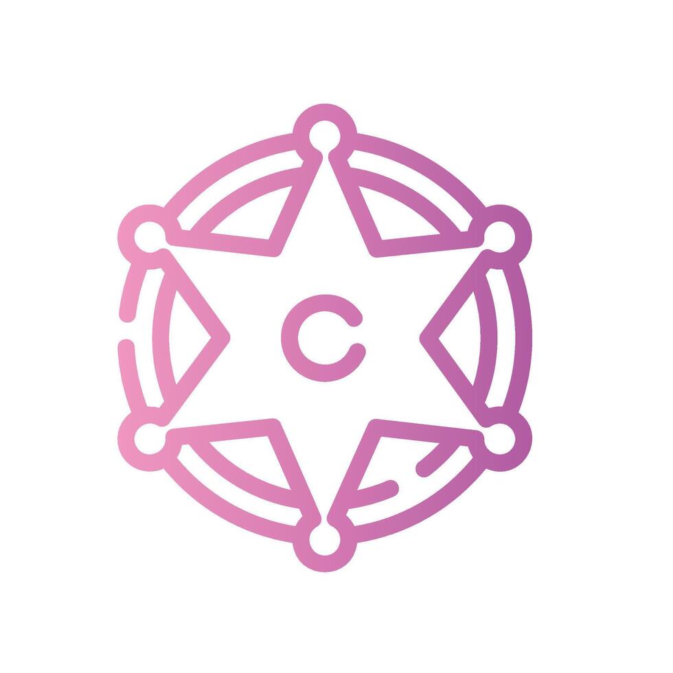 sheriff Line Gradient Icon White Background vector