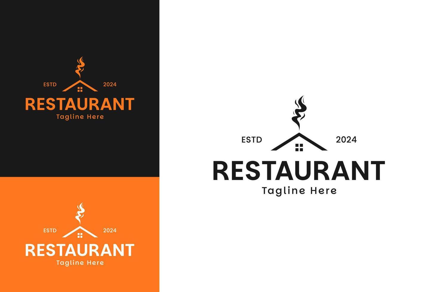 logo of BBQ restaurant with house and smoke design template illustration vector