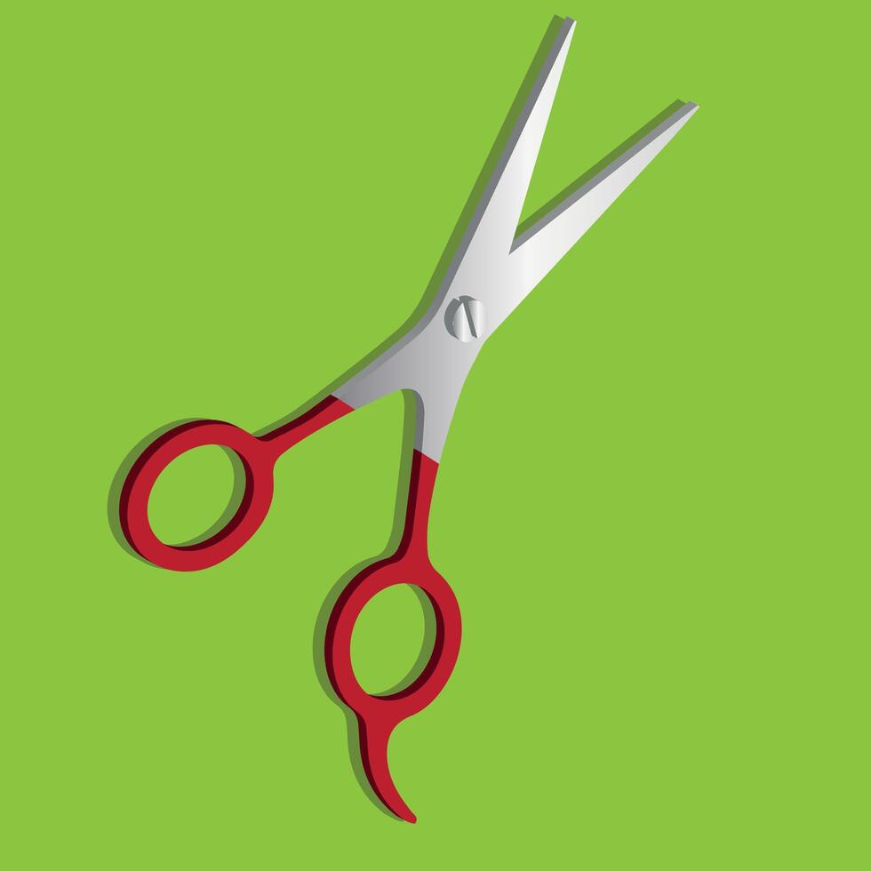 3D Realistic Open Scissors With red Handles. EPS10 vector