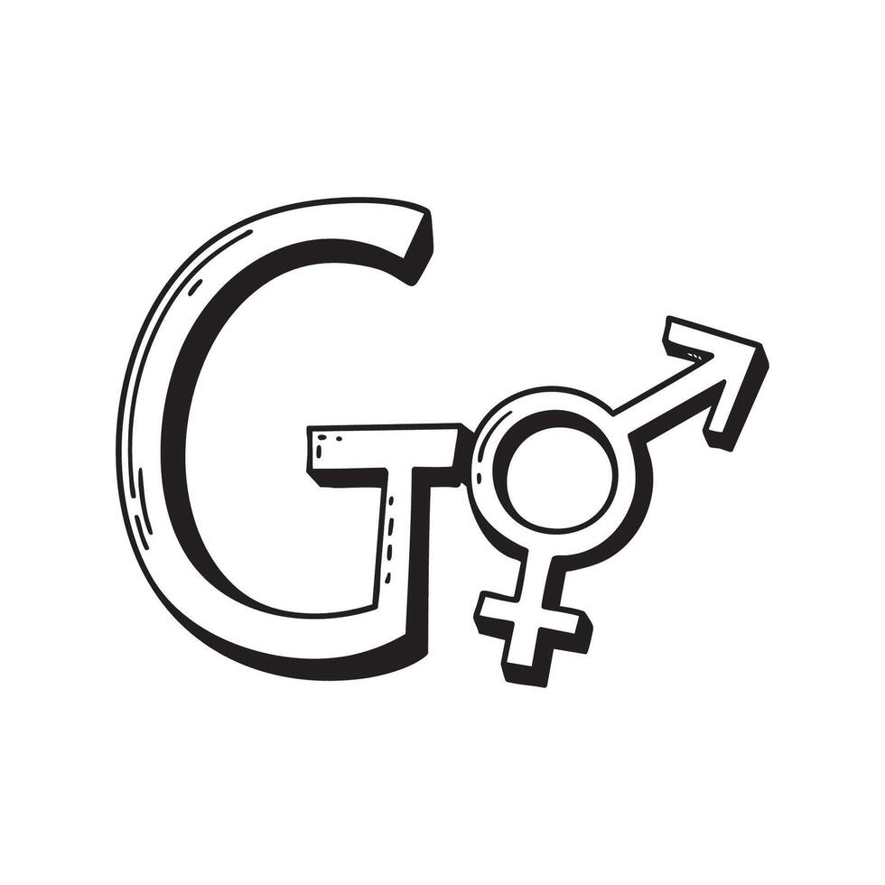 An illustration of letter G beside a gender vector