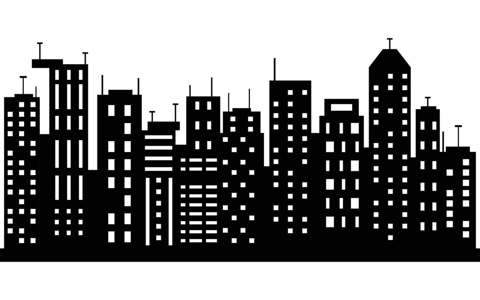 Urban Skyline Silhouette with Varied Building Designs in Black and White vector
