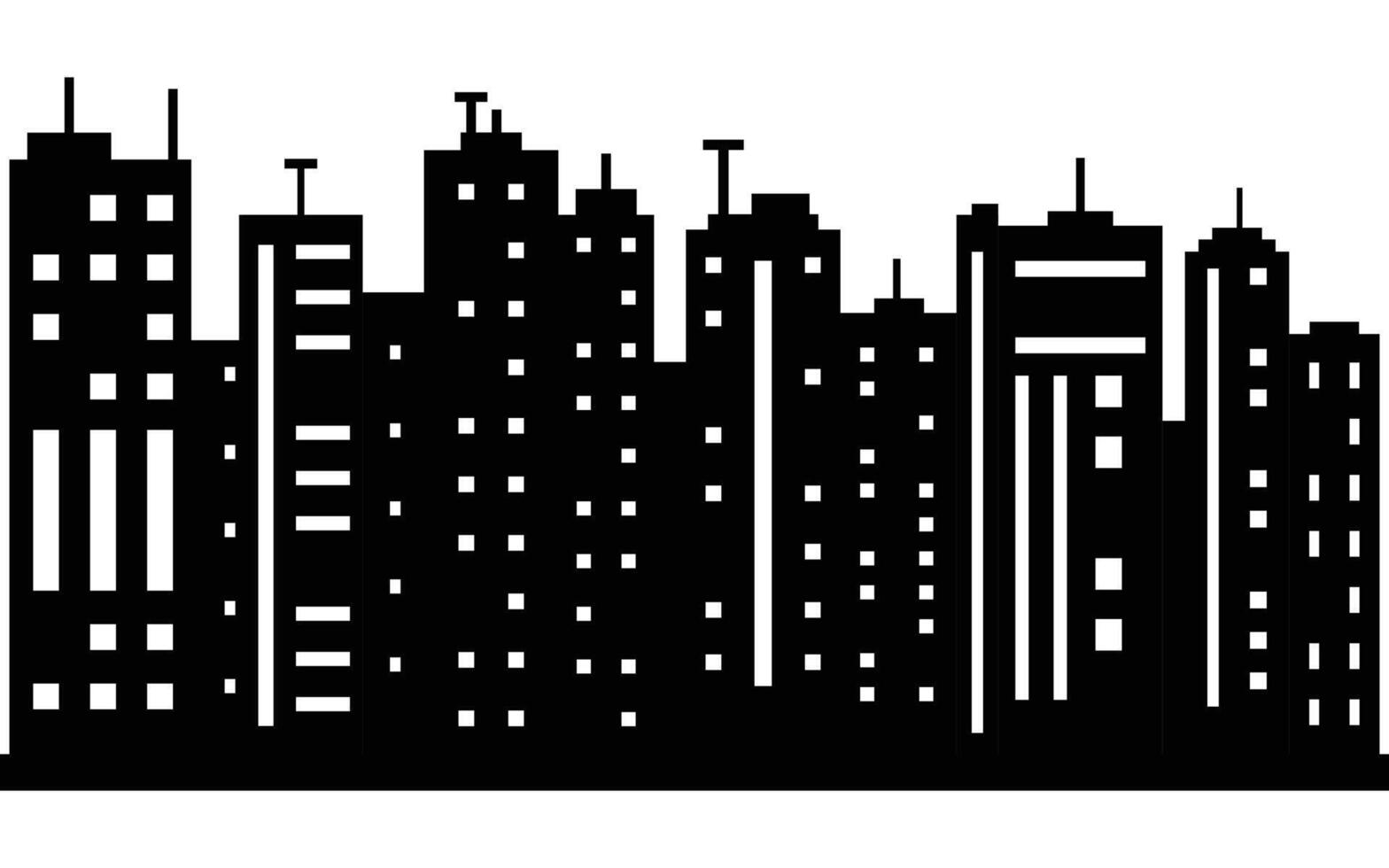 Silhouette of a modern city skyline with geometric high-rise buildings vector