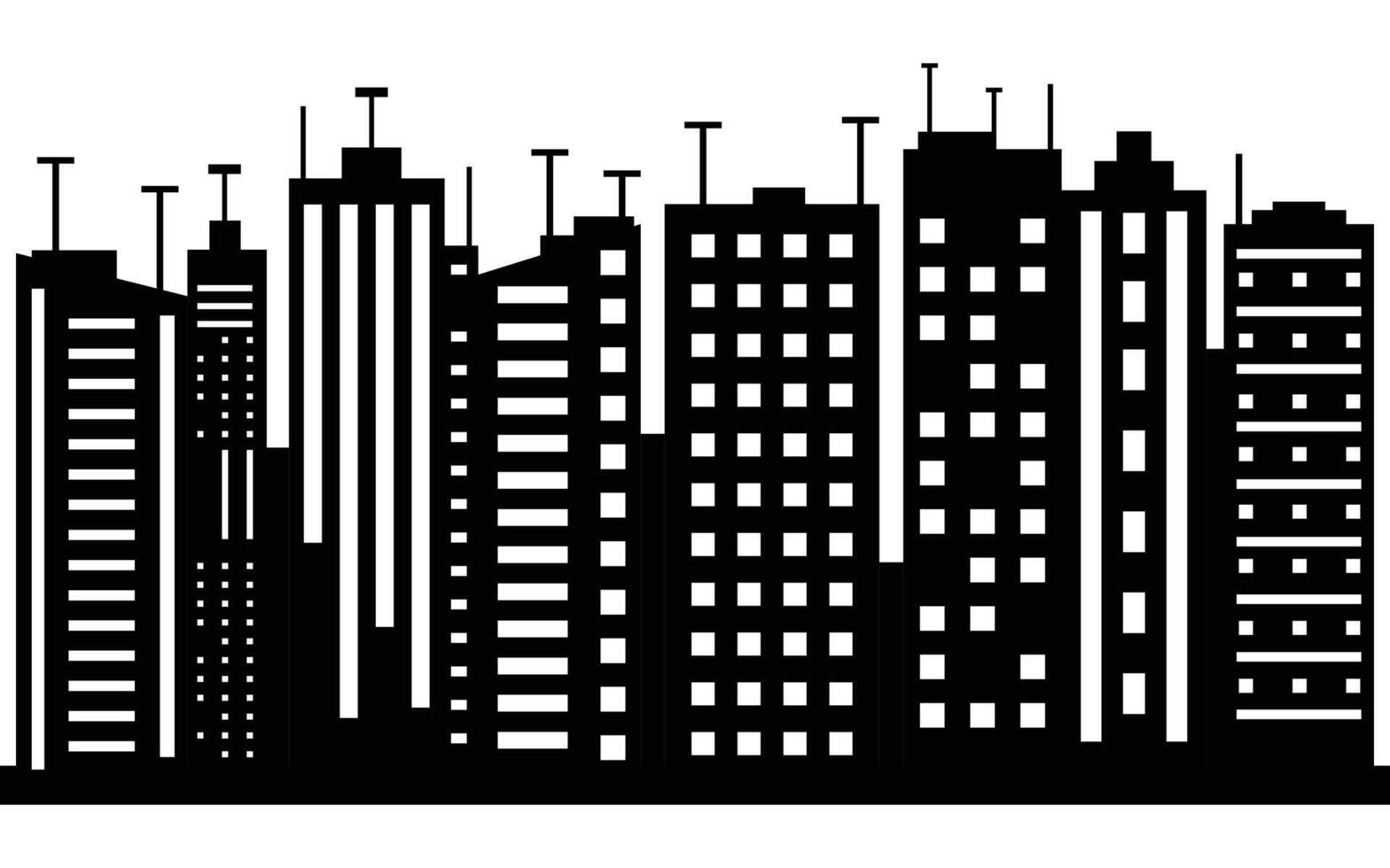 Black and White City Skyline Silhouette vector