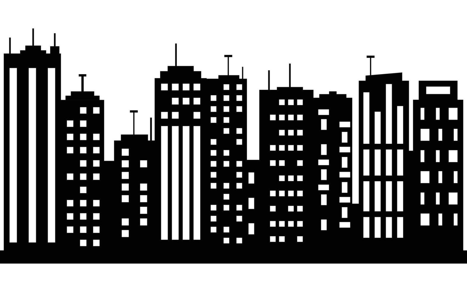 Silhouette of Modern City Skyline with High-Rise Buildings in Black and White vector