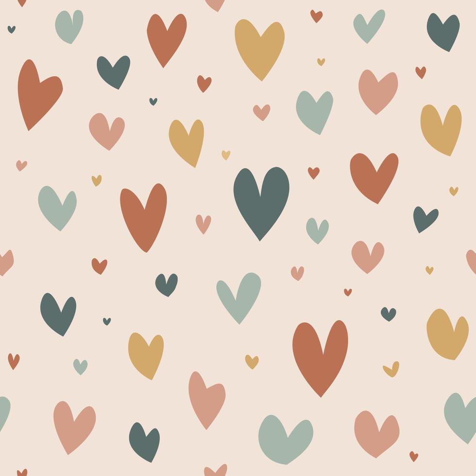 Seamless pattern boho heart vector