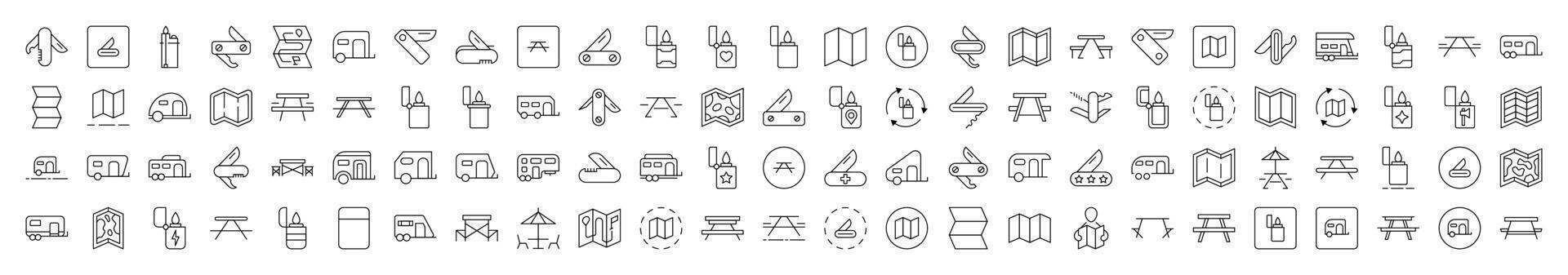 Beach, Umbrella, Surfing, Lifeline, Summer Rest Editable Strokes Drawn with Thin Line. Collection of Various Design Elements that Can Be Used for Apps, Articles, Web Sites, Social Media vector