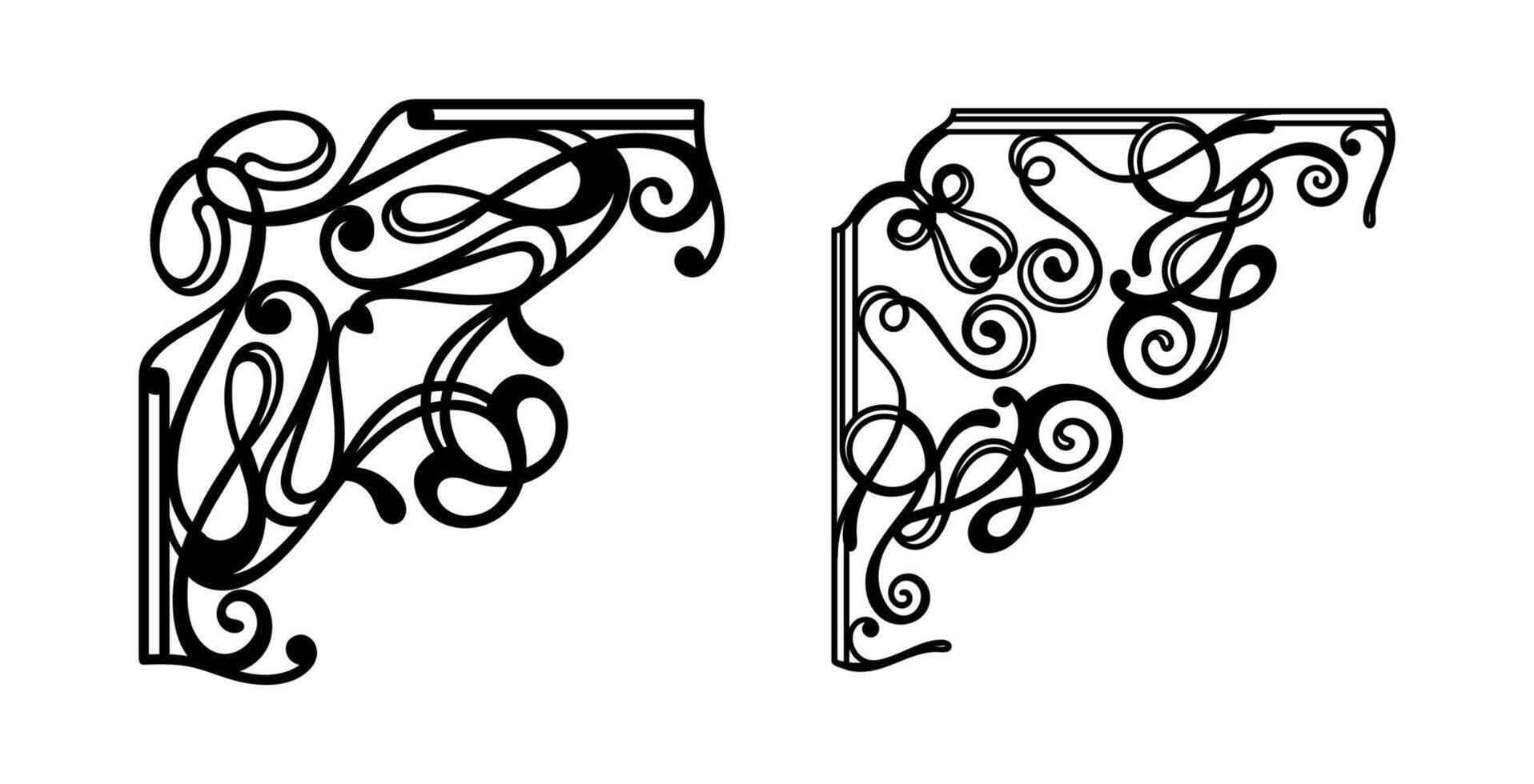 Two corner ornaments art collection in vintage style vector