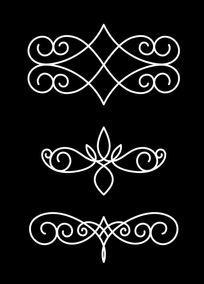 Set collection of three retro ornaments divider vector