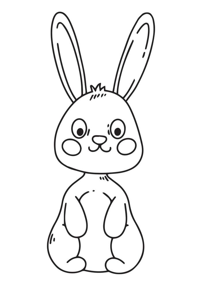 cute easter bunny, simple doodle style illustration vector