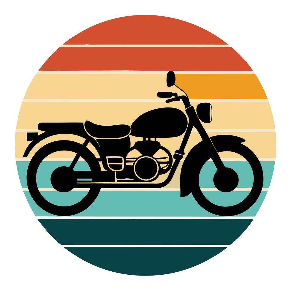 Iconic Motorbike in Bold Silhouette Style with Circular Background vector