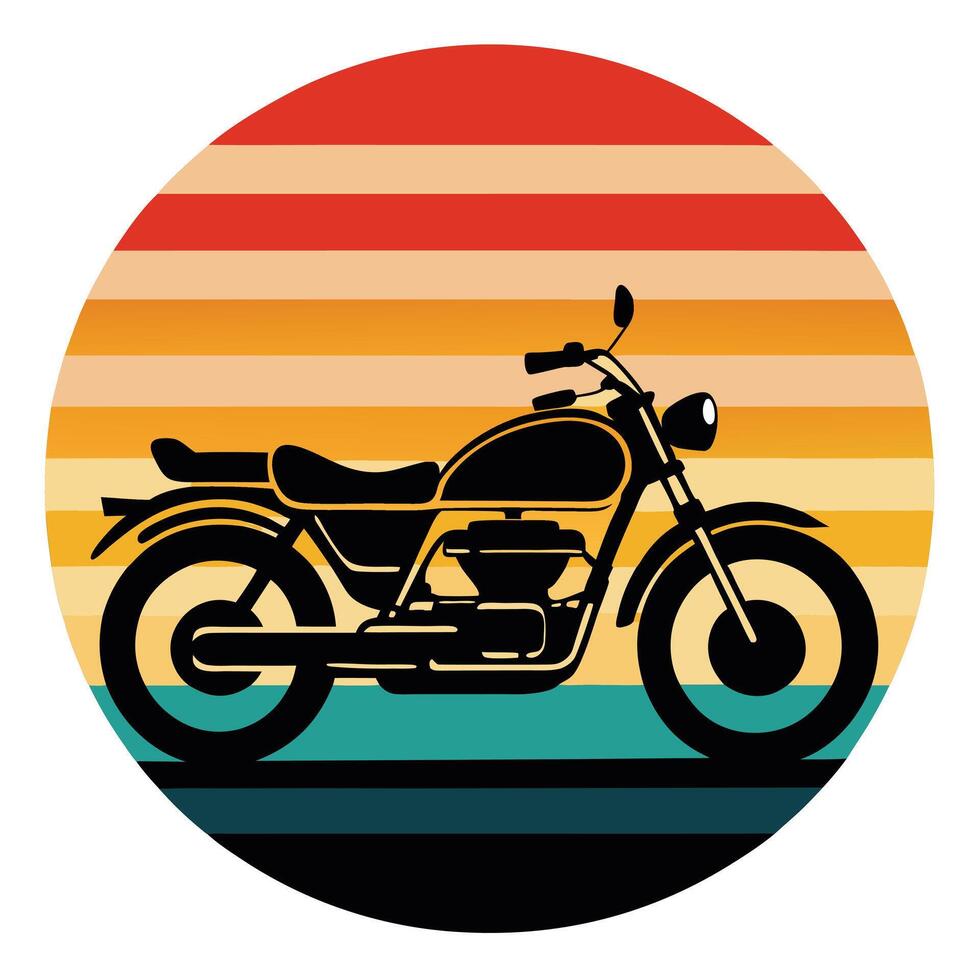 Motorbike Silhouette Illustration with Circular Backdrop vector