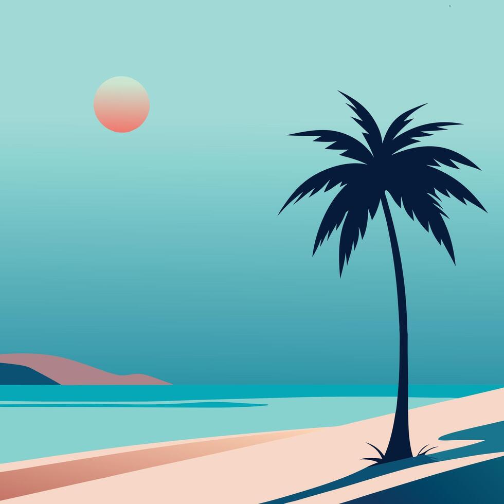 Peaceful Beach Scene with Smooth Gradient Hues vector
