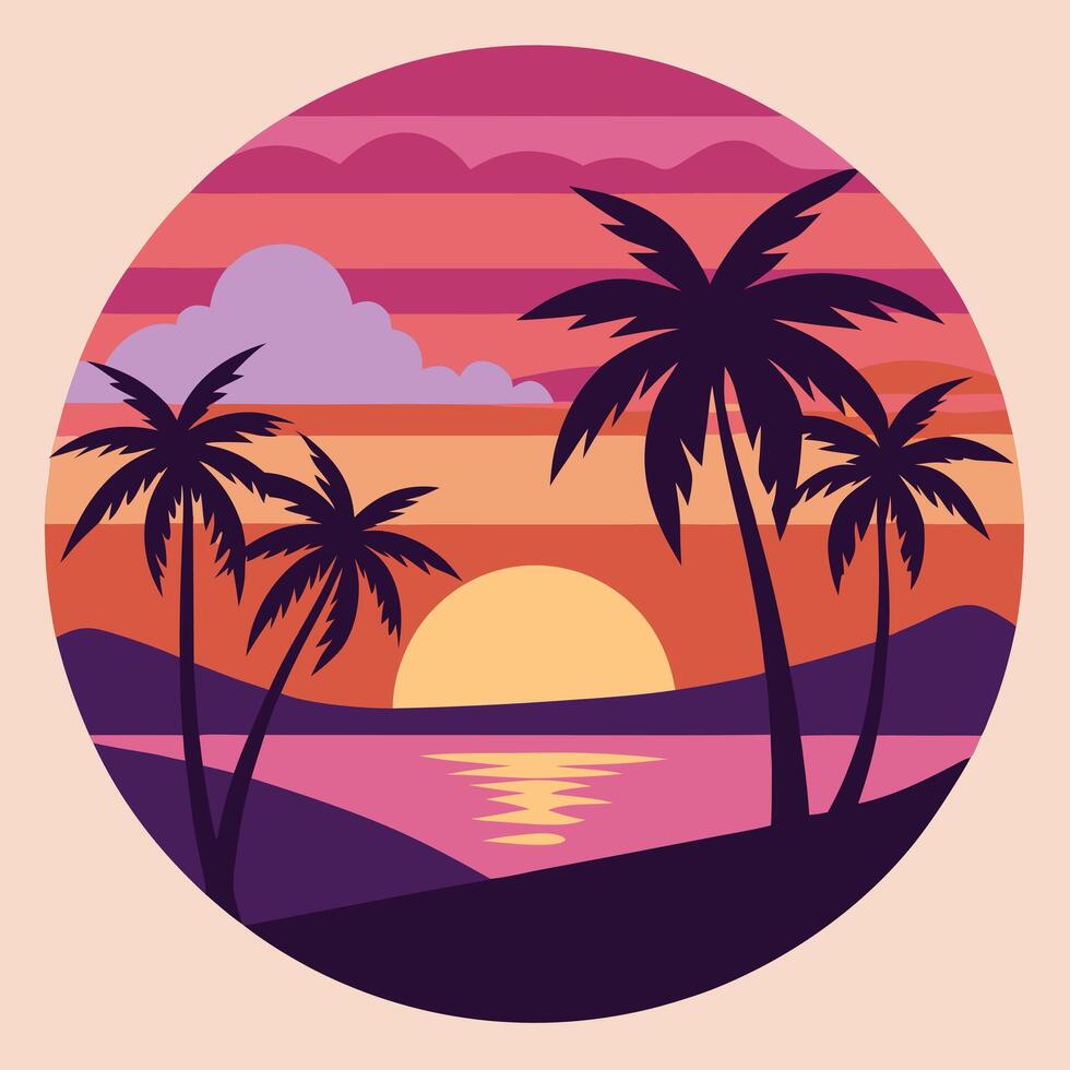 Calming Sunset-Themed Beach Template with Orange and Pink Hues vector