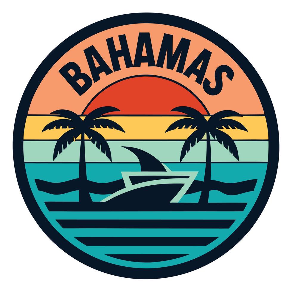 Bold Circular Emblem with 'Bahamas Strong' Text Design vector