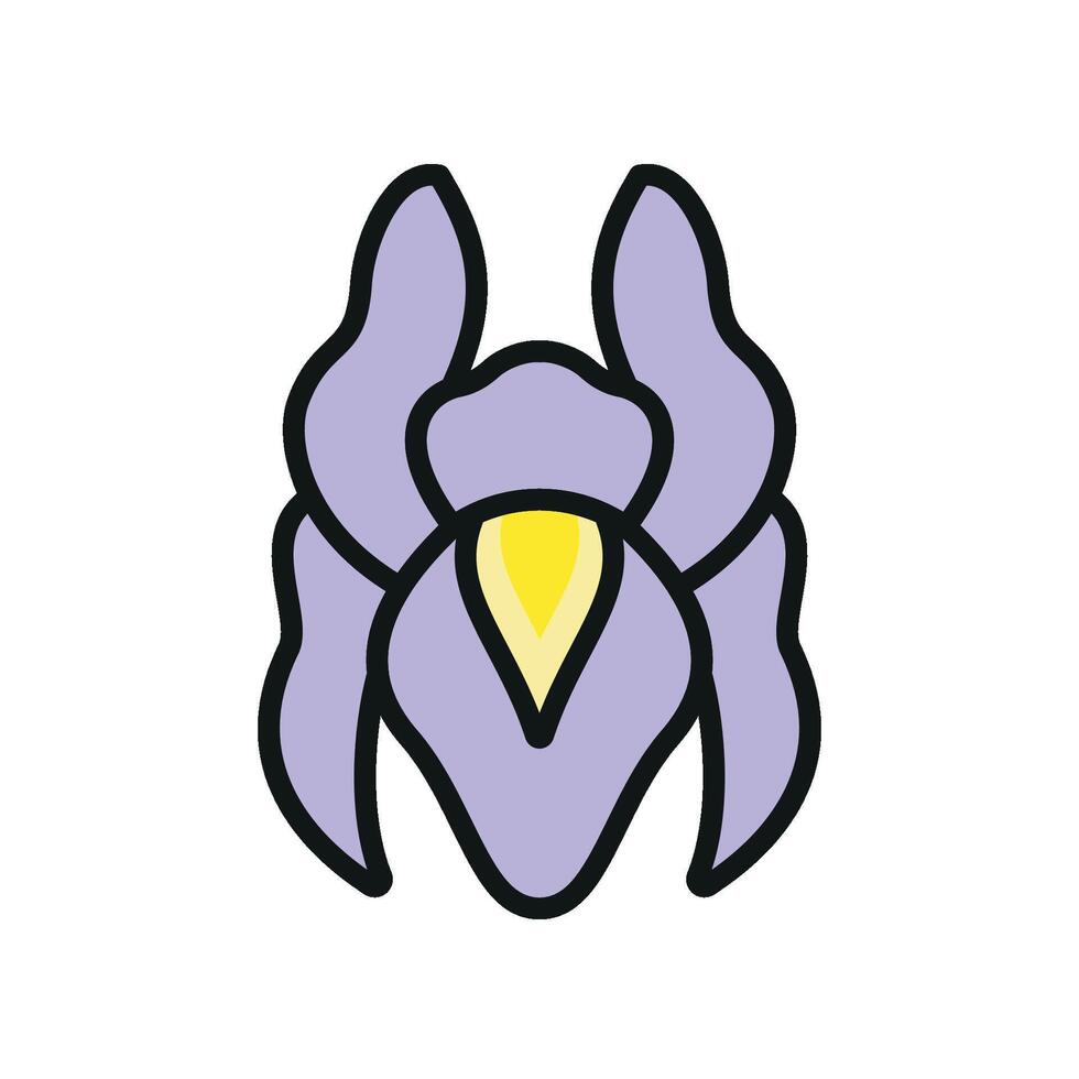 Iris flower icon showcases an elegant and striking design, perfect for floral branding, invitations, or nature-inspired projects. vector