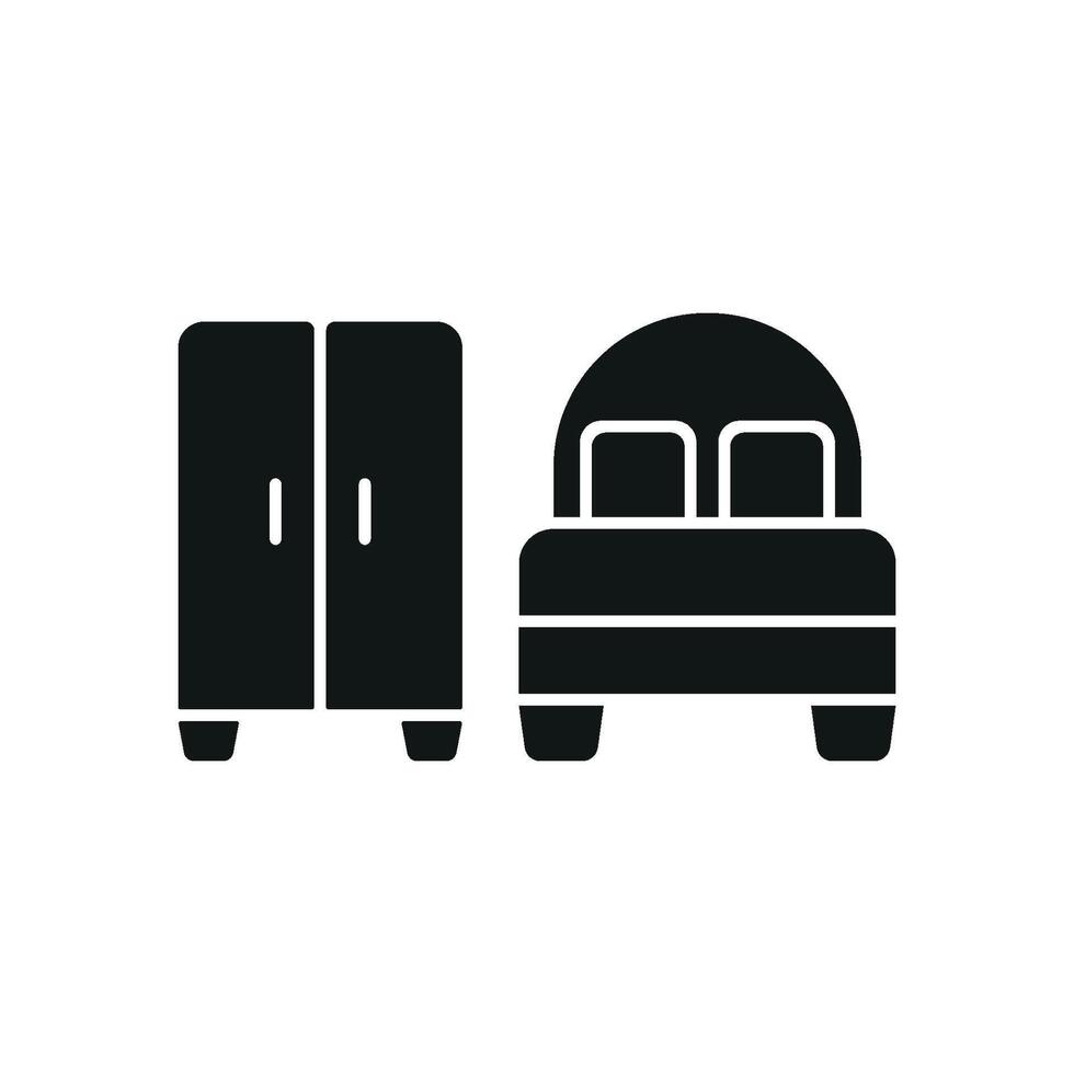 Cupboard and bed icon offers a space-conscious and cozy design, perfect for promoting small living spaces, apartments, or shared accommodations. vector