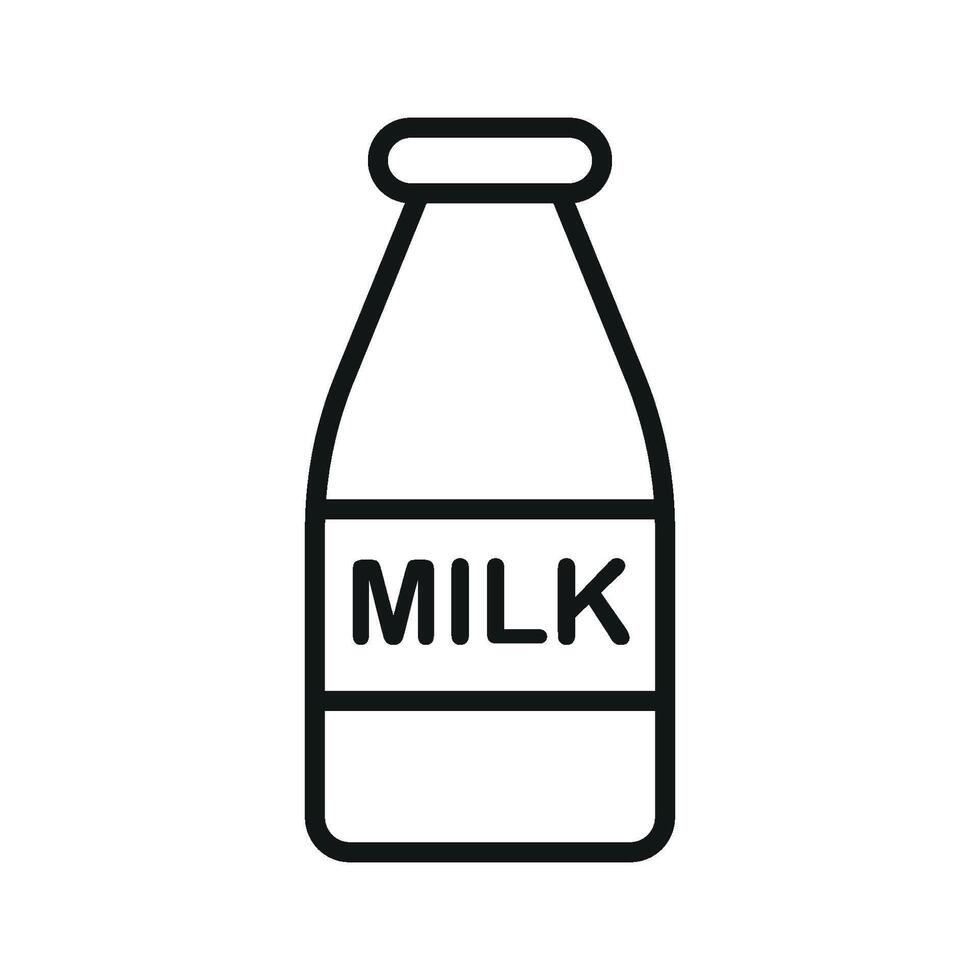 Milk bottle icon offers a classic and fresh appearance, perfect for marketing dairy-based drinks or highlighting traditional farming values. vector