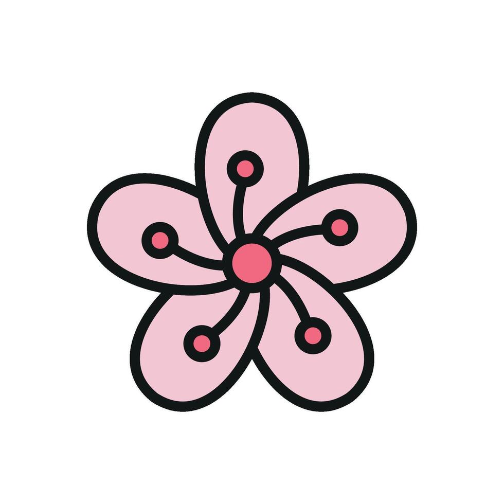 Cherry blossom flower icon offers a fresh and symbolic design, great for celebrating traditions, festivals, or seasonal themes. vector
