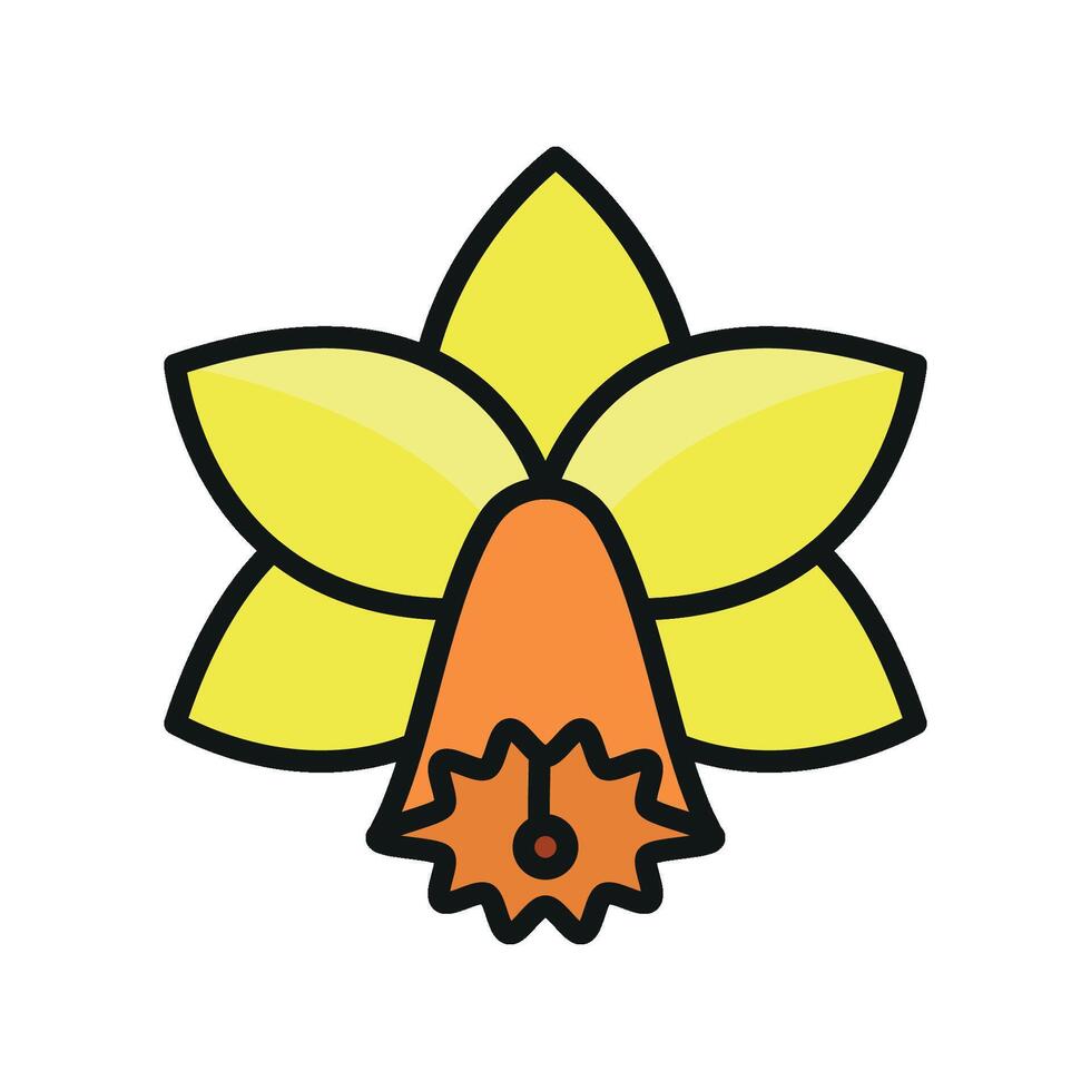 Daffodil flower icon offers a versatile and symbolic design, great for projects celebrating hope, spring, and new beginnings. vector