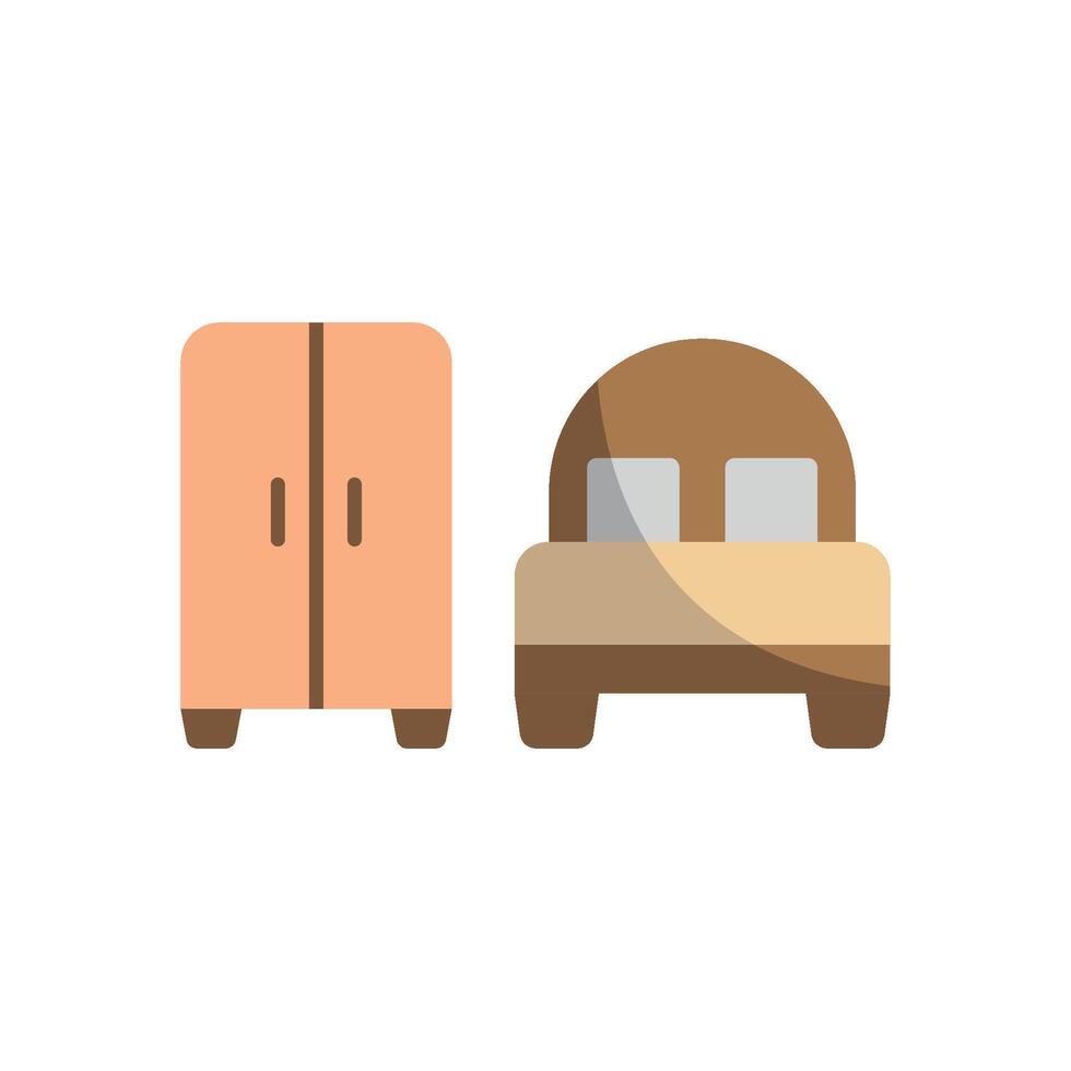 Cupboard and bed icon brings a practical and stylish touch, perfect for promoting bedroom furniture, home improvement ideas, or small-space solutions. vector