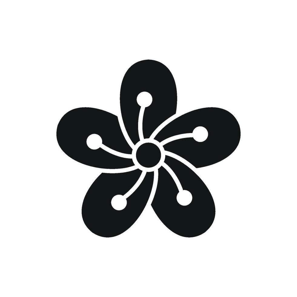 Cherry blossom flower icon delivers a vibrant yet gentle aesthetic, ideal for logos, stationery, or floral-themed marketing projects. vector