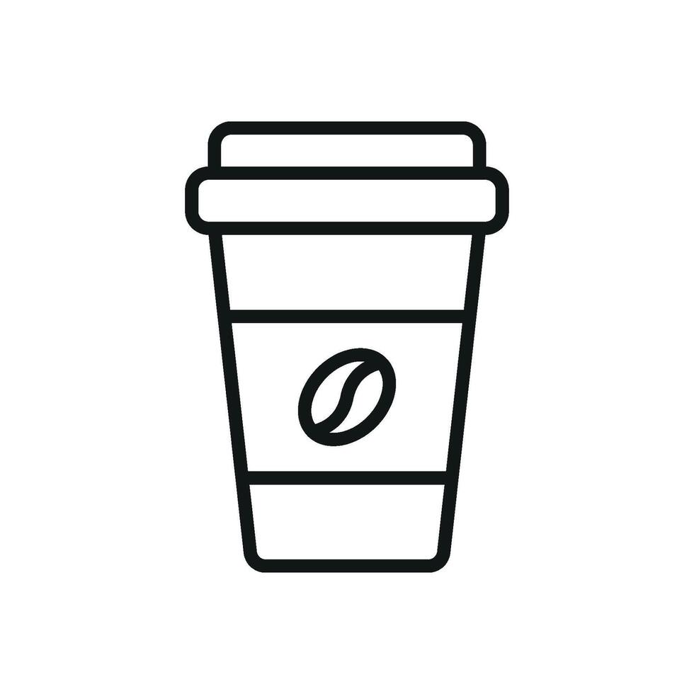 Coffee paper cup drink icon showcases a clean and minimalist style, ideal for enhancing coffee shop promotions or digital applications. vector