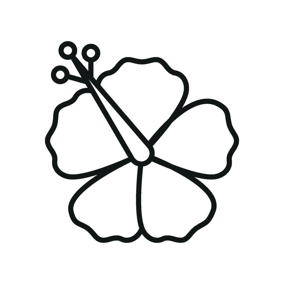 Hibiscus flower icon features a modern and tropical style, suitable for travel blogs, island-themed marketing, or packaging. vector