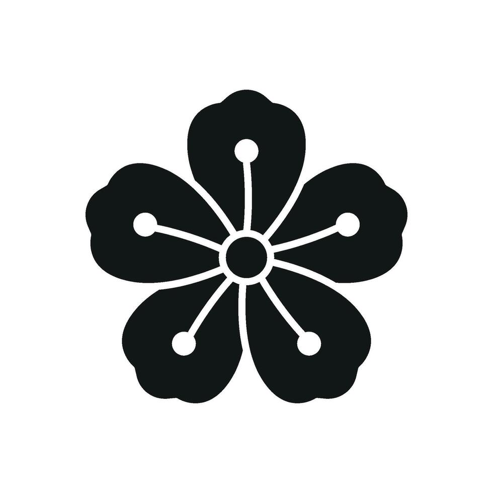 Cherry blossom flower icon features a delicate and elegant design, perfect for spring-themed projects, invitations, or nature-inspired branding. vector