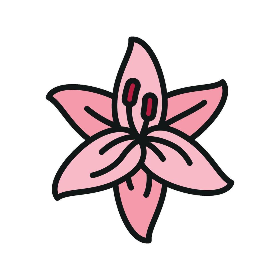 Lily flower icon features a graceful and elegant design, perfect for floral branding, invitations, or nature-inspired projects. vector