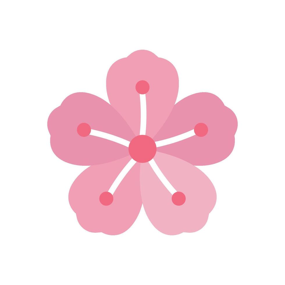 Cherry blossom flower icon highlights a clean and minimalist style, suitable for promoting wellness products or eco-friendly campaigns. vector